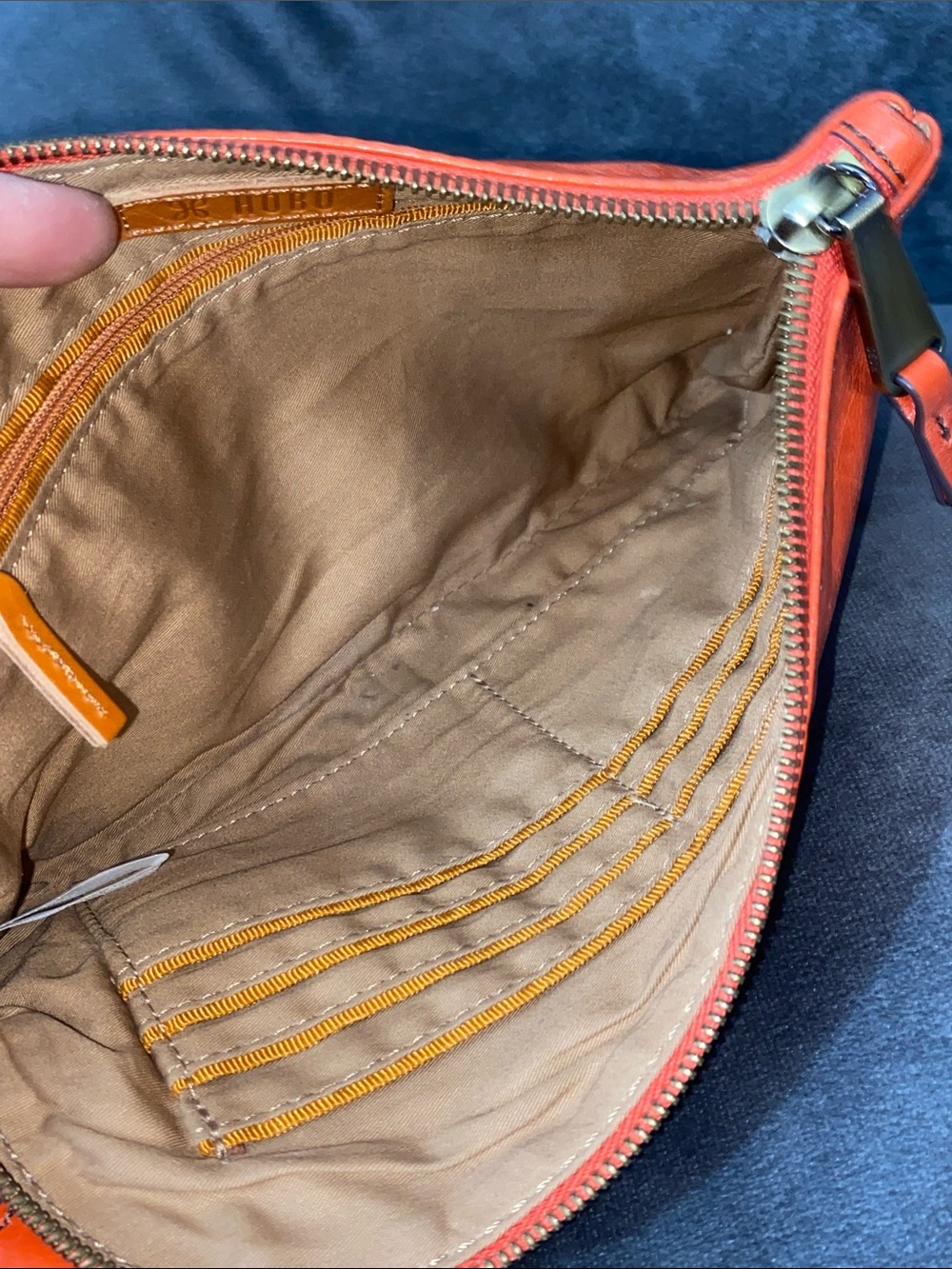 HOBO Orange Leather Ring-Handle Wristlet - Picture 4 of 9
